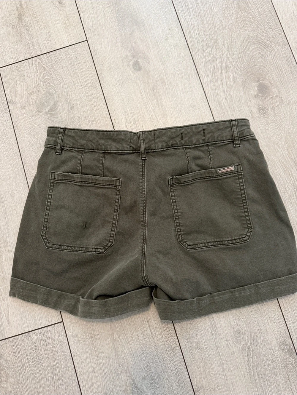 White House Black Market Olive Utility Cargo Shorts with Zip Pockets and D-Ring - Picture 5 of 6